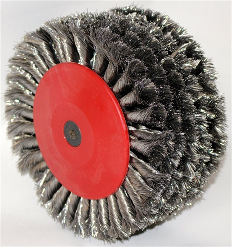 4" spindle with steel brushes, spindle has a 3/4" bore with set screw for your motor pin