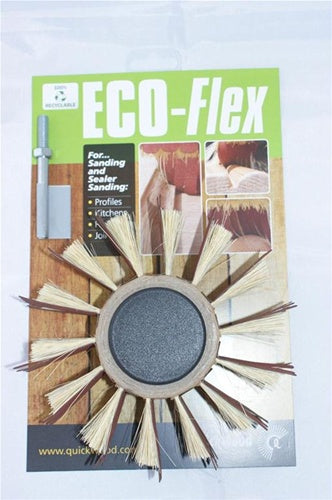 ECO-Flex Flap Wheel head. Attached To Drill Chuck 2" x 6" Grit